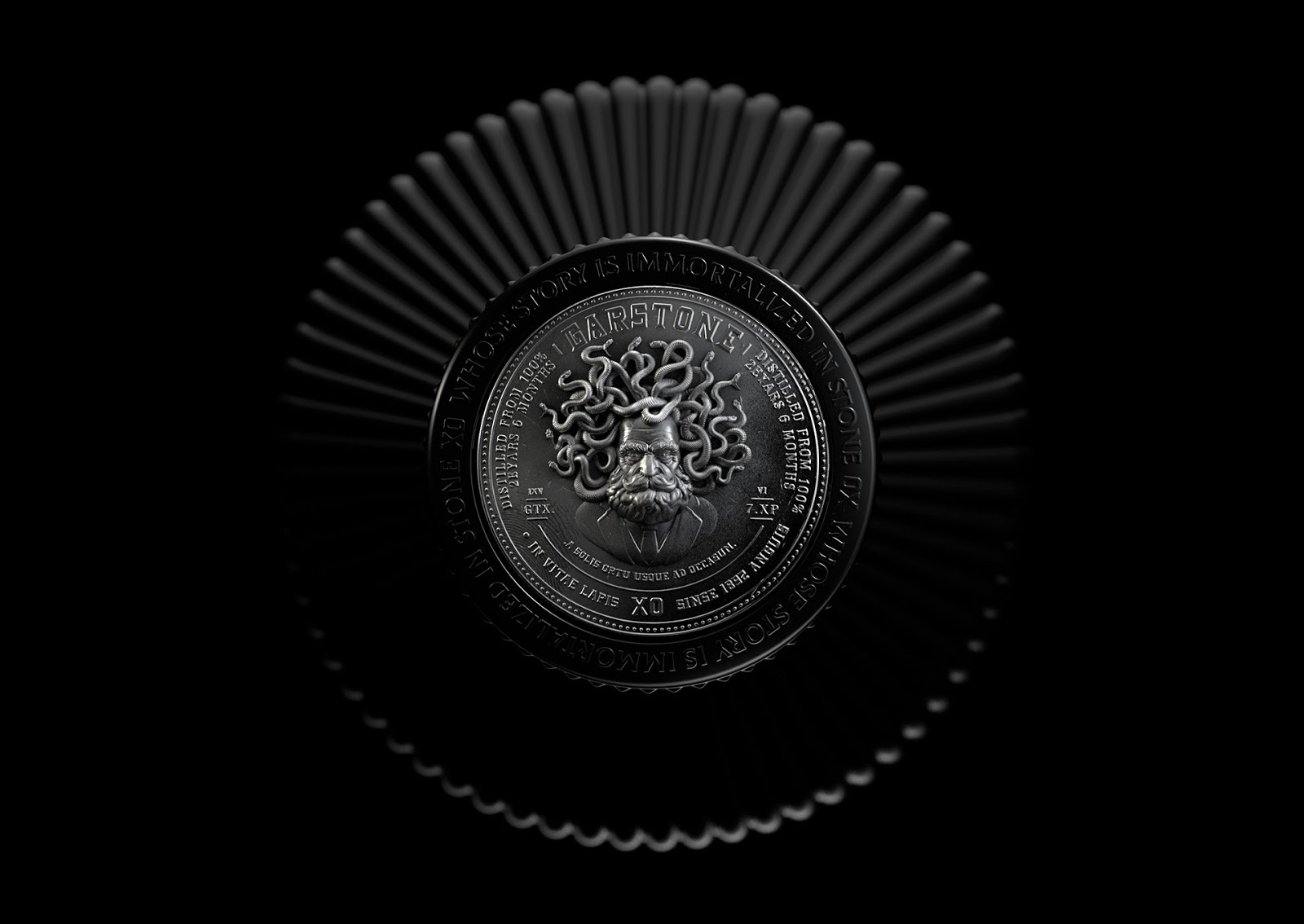 黑色經典創意有希臘神話的酒包裝設計